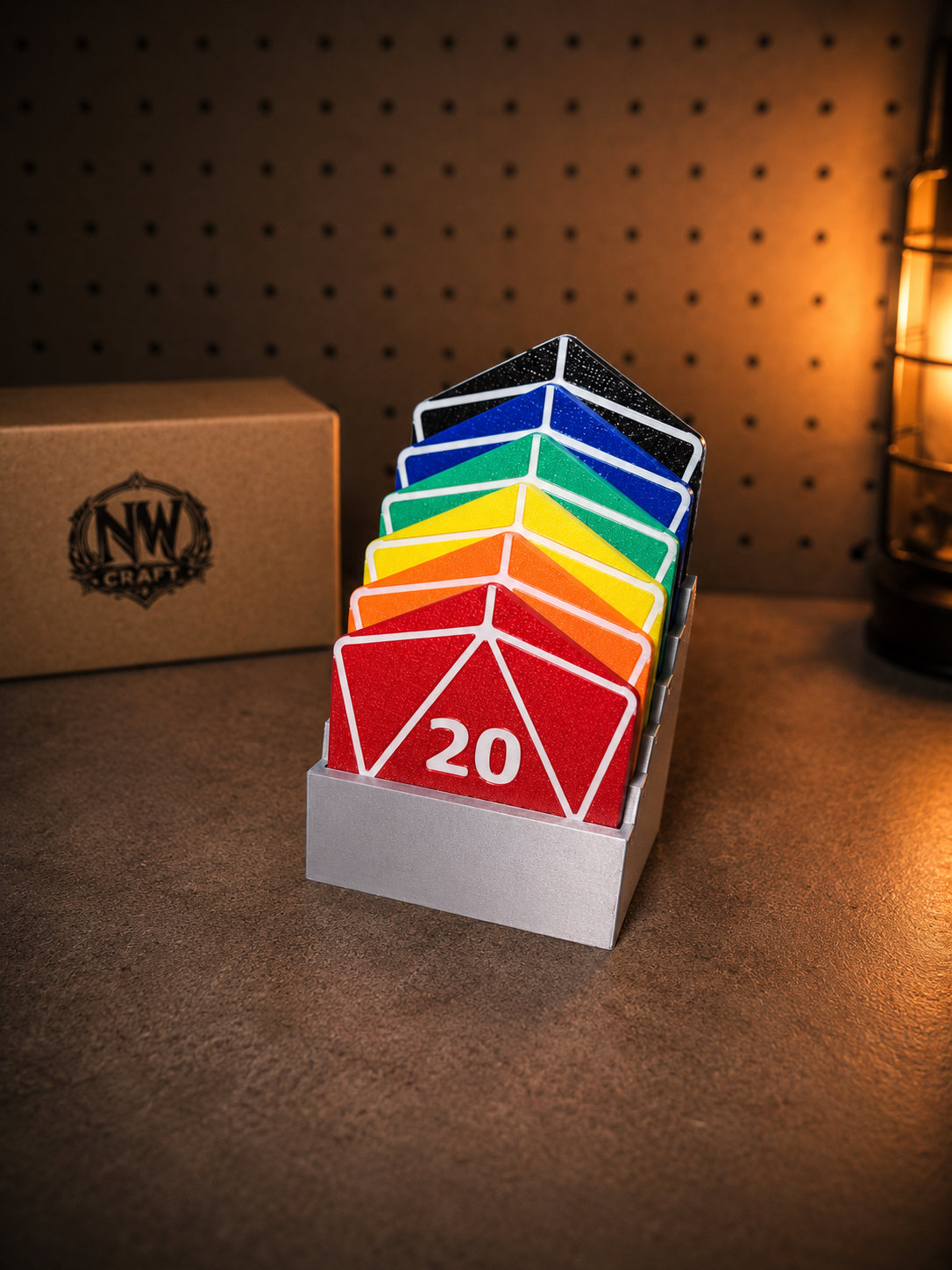 Set de Portavasos D20 para Juegos de Mesa | 6 piezas con base