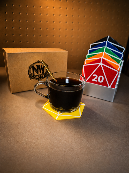 Set de Portavasos D20 para Juegos de Mesa | 6 piezas con base